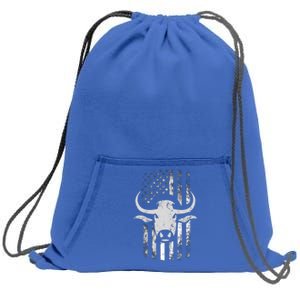 Cow American Flag Bull Skull Cow Rancho Western Rodeo Usa Cute Gift Sweatshirt Cinch Pack Bag