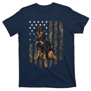 Camo American Flag Rottweiler 4th Of July USA T-Shirt