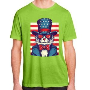 Cat American Flag Pride And Liberty On The Fourth Of July Adult ChromaSoft Performance T-Shirt