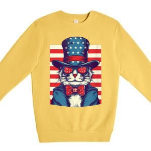 Cat American Flag Pride And Liberty On The Fourth Of July Premium Crewneck Sweatshirt