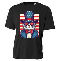 Cat American Flag Pride And Liberty On The Fourth Of July Cooling Performance Crew T-Shirt