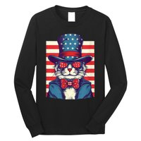 Cat American Flag Pride And Liberty On The Fourth Of July Long Sleeve Shirt