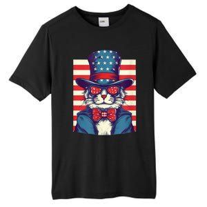 Cat American Flag Pride And Liberty On The Fourth Of July Tall Fusion ChromaSoft Performance T-Shirt