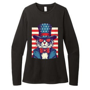 Cat American Flag Pride And Liberty On The Fourth Of July Womens CVC Long Sleeve Shirt