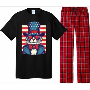 Cat American Flag Pride And Liberty On The Fourth Of July Pajama Set