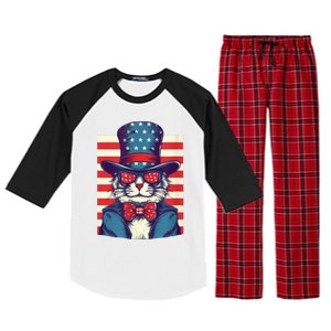 Cat American Flag Pride And Liberty On The Fourth Of July Raglan Sleeve Pajama Set