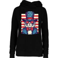 Cat American Flag Pride And Liberty On The Fourth Of July Womens Funnel Neck Pullover Hood