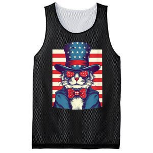 Cat American Flag Pride And Liberty On The Fourth Of July Mesh Reversible Basketball Jersey Tank