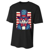 Cat American Flag Pride And Liberty On The Fourth Of July Performance Sprint T-Shirt