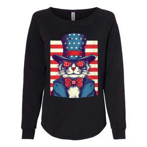 Cat American Flag Pride And Liberty On The Fourth Of July Womens California Wash Sweatshirt