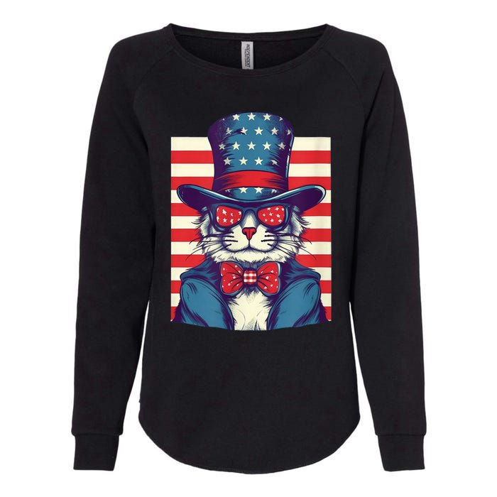 Cat American Flag Pride And Liberty On The Fourth Of July Womens California Wash Sweatshirt