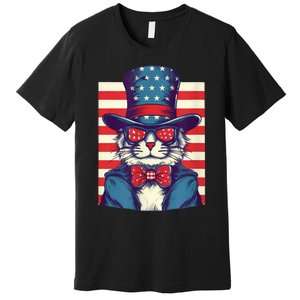 Cat American Flag Pride And Liberty On The Fourth Of July Premium T-Shirt