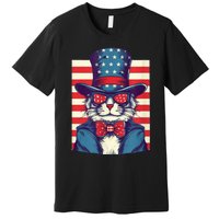 Cat American Flag Pride And Liberty On The Fourth Of July Premium T-Shirt