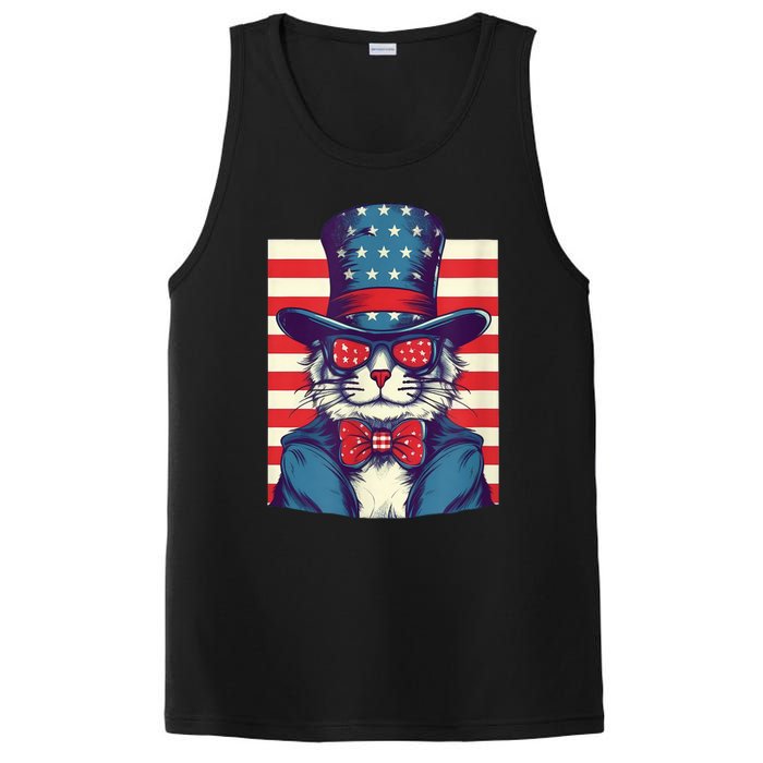 Cat American Flag Pride And Liberty On The Fourth Of July PosiCharge Competitor Tank