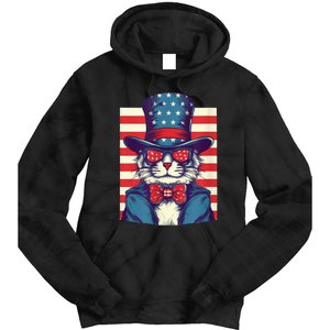 Cat American Flag Pride And Liberty On The Fourth Of July Tie Dye Hoodie