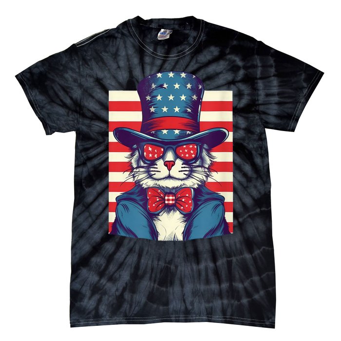 Cat American Flag Pride And Liberty On The Fourth Of July Tie-Dye T-Shirt