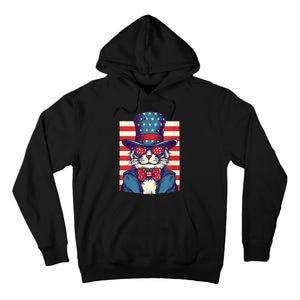 Cat American Flag Pride And Liberty On The Fourth Of July Tall Hoodie