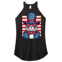 Cat American Flag Pride And Liberty On The Fourth Of July Women's Perfect Tri Rocker Tank