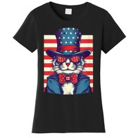 Cat American Flag Pride And Liberty On The Fourth Of July Women's T-Shirt