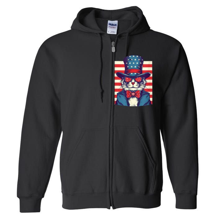 Cat American Flag Pride And Liberty On The Fourth Of July Full Zip Hoodie