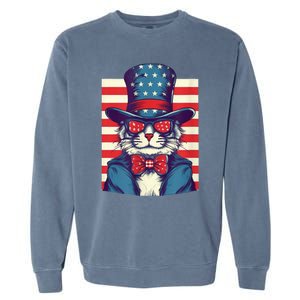 Cat American Flag Pride And Liberty On The Fourth Of July Garment-Dyed Sweatshirt