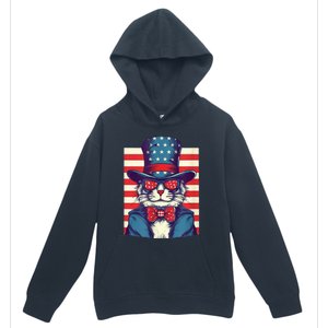 Cat American Flag Pride And Liberty On The Fourth Of July Urban Pullover Hoodie