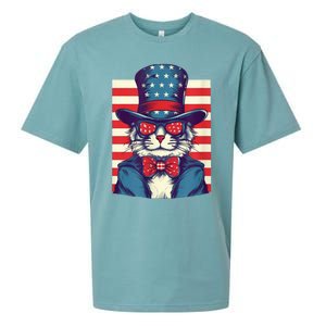 Cat American Flag Pride And Liberty On The Fourth Of July Sueded Cloud Jersey T-Shirt