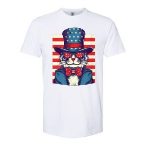 Cat American Flag Pride And Liberty On The Fourth Of July Softstyle CVC T-Shirt