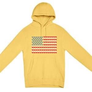 Cow American Flag Heifer US 4th Of July Farm Cattle USA Gift Premium Pullover Hoodie