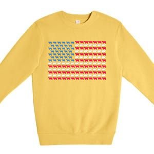 Cow American Flag Heifer US 4th Of July Farm Cattle USA Gift Premium Crewneck Sweatshirt