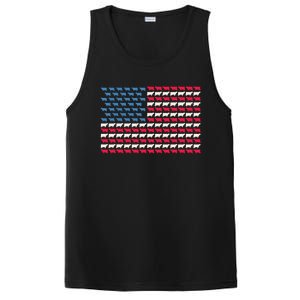 Cow American Flag Heifer US 4th Of July Farm Cattle USA Gift PosiCharge Competitor Tank