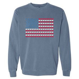 Cow American Flag Heifer US 4th Of July Farm Cattle USA Gift Garment-Dyed Sweatshirt