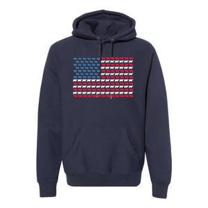 Cow American Flag Heifer US 4th Of July Farm Cattle USA Gift Premium Hoodie