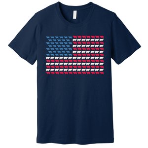 Cow American Flag Heifer US 4th Of July Farm Cattle USA Gift Premium T-Shirt