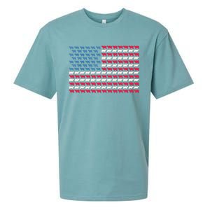 Cow American Flag Heifer US 4th Of July Farm Cattle USA Gift Sueded Cloud Jersey T-Shirt