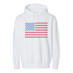 Cow American Flag Heifer US 4th Of July Farm Cattle USA Gift Garment-Dyed Fleece Hoodie