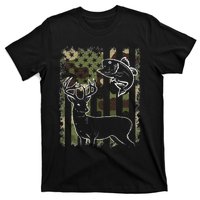 Camouflage American Flag Fishing Hunting Hunter Deer Fish T-Shirt