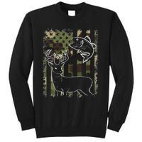 Camouflage American Flag Fishing Hunting Hunter Deer Fish Tall Sweatshirt