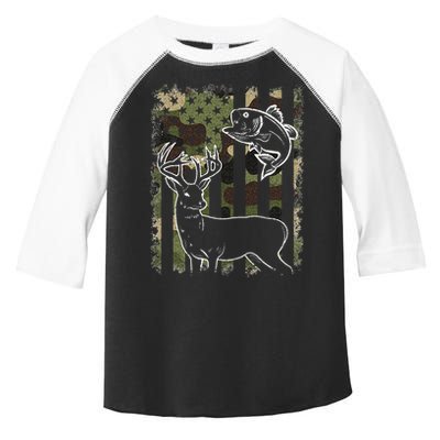 Camouflage American Flag Fishing Hunting Hunter Deer Fish Toddler Fine Jersey T-Shirt