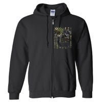 Camouflage American Flag Fishing Hunting Hunter Deer Fish Full Zip Hoodie