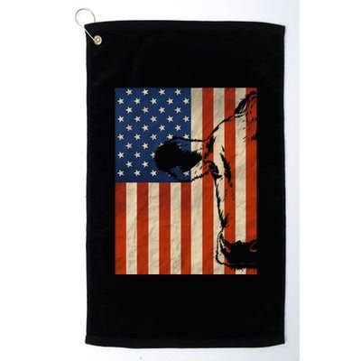 Cow American Flag Cattle Animal Lover Patriotic Gift Platinum Collection Golf Towel