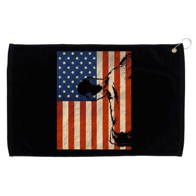 Cow American Flag Cattle Animal Lover Patriotic Gift Grommeted Golf Towel