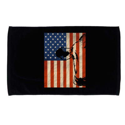 Cow American Flag Cattle Animal Lover Patriotic Gift Microfiber Hand Towel