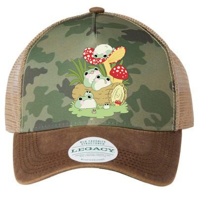 Cottagecore Aesthetic Frog Lying On Mushroom Cute Frog Lover Legacy Tie Dye Trucker Hat