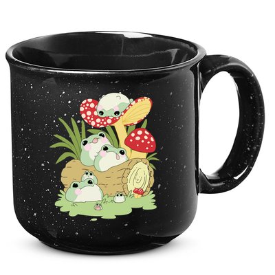 Cottagecore Aesthetic Frog Lying On Mushroom Cute Frog Lover 15oz Campfire Ceramic Mug