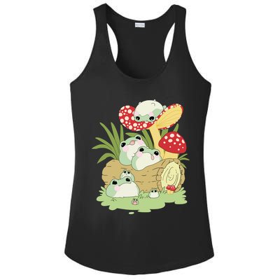 Cottagecore Aesthetic Frog Lying On Mushroom Cute Frog Lover Ladies PosiCharge Competitor Racerback Tank