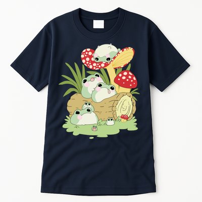 Cottagecore Aesthetic Frog Lying On Mushroom Cute Frog Lover Tall T-Shirt