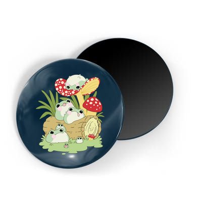 Cottagecore Aesthetic Frog Lying On Mushroom Cute Frog Lover Magnet