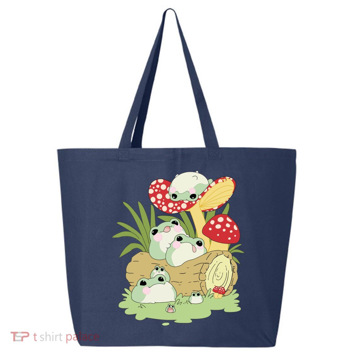Cottagecore Aesthetic Frog Lying On Mushroom Cute Frog Lover 25L Jumbo Tote