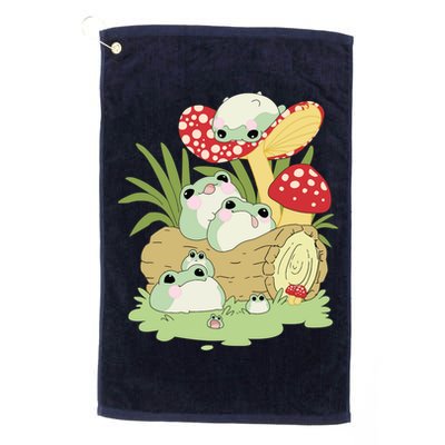 Cottagecore Aesthetic Frog Lying On Mushroom Cute Frog Lover Golf Towel